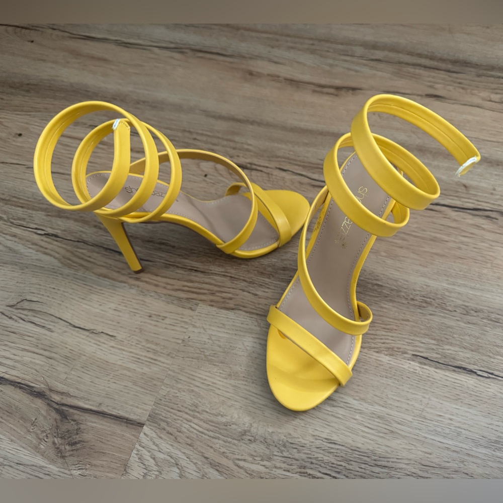 JustFab Sunny Yellow Spiral Heels